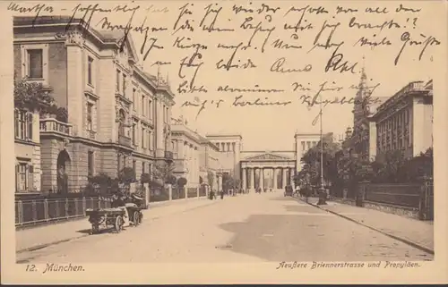 AK München Aeußere Briennerstraße und Propyläen, gelaufen 1918