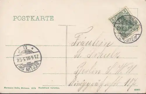 AK Gruss aus dem Spreewald Dolzkeffliess in Lehde, gelaufen 1908