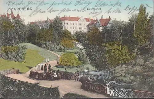 AK Magdeburg Luisengarten, gelaufen 1909