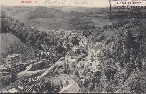 AK Glashütte Stadtansicht, gelaufen 1914