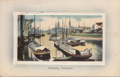 AK Duisburg Hafenpartie, gelaufen 1912
