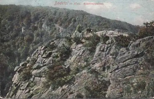 AK Bodetal Roßtrappfelsen, gelaufen 1912