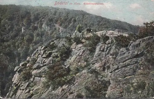 AK Bodetal Rostrappfelsen, couru en 1912