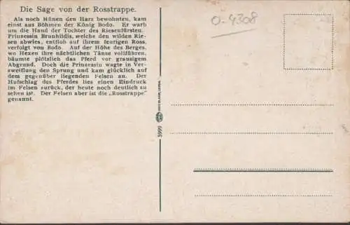 AK Bodetal Hufeidruck auf der Roßtrappe, ungelaufen