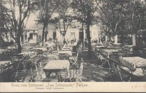 AK Gruß vom Restaurant Zum Schloßpark Pankow, ungelaufen