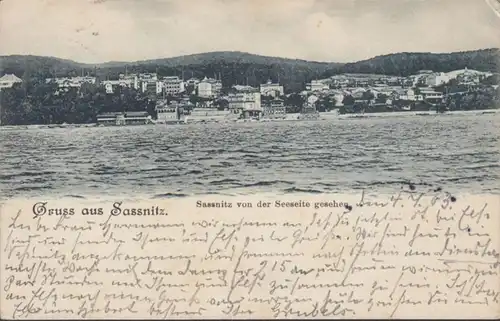 AK Gruss de Sasznitz Sazsnitz vu du côté du lac, couru en 1903