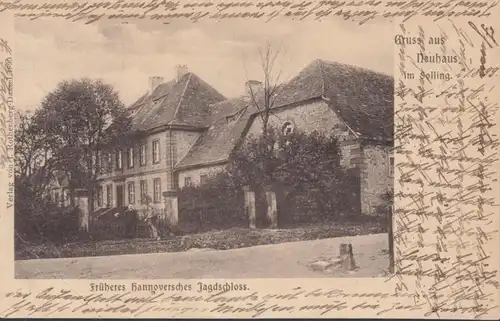 AK Gruss aus Neuhaus im Solling Hannoversches Jagdschloß, gelaufen 1899