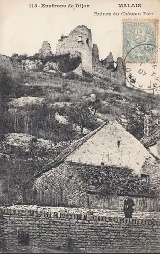 CPA Mâlain Ruines du Château Fort, circulé 1907
