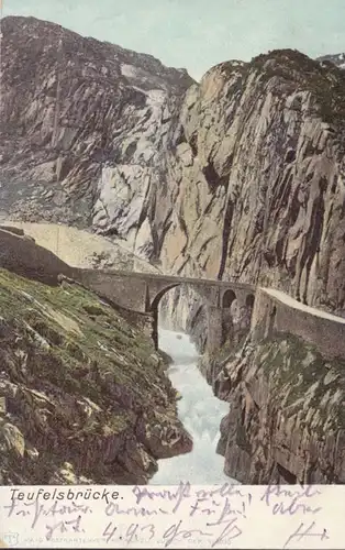 AK Uri Teufelsbrücke, gelaufen 1903