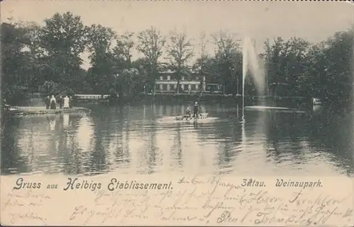 AK Zittaug Gruss de Helbigs Etablissement Weinaupark, couru 1901