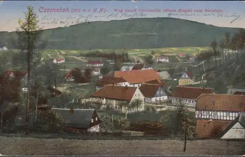 AK Czorneboh chemin à travers Cunewalde, couru en 1924