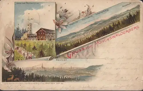 AK Gruss du Mönchswalderberg, couru 1899
