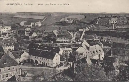 AK Bernstadt Blick vom Turm Bahnpost, gelaufen 1920