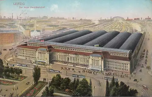 AK Leipzig Der Neue Hauptbahnhof, gelaufen 1912