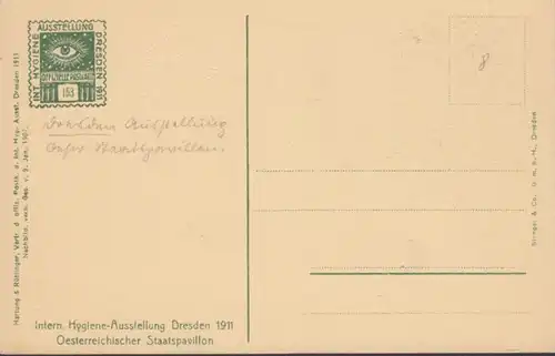 AK Dresde hygiène exposition pavillon autrichien d'État 1911, incurvée