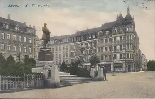 AK Löbau Königsplatz, gelaufen 1910