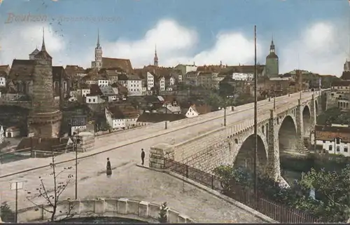 AK Bautzen Kronprinzenbrücke, gelaufen 1911