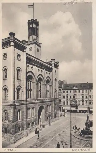 AK Zittau Rathaus, gelaufen 1932