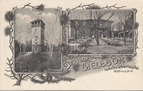AK Gruss de la tour de restaurant Bieleboh, couru 1913