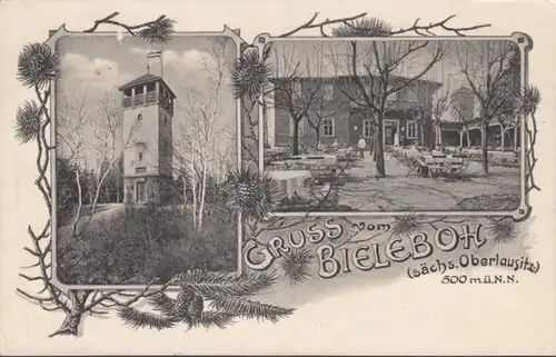 AK Gruss vom Bieleboh Restaurant Turm, gelaufen 1913