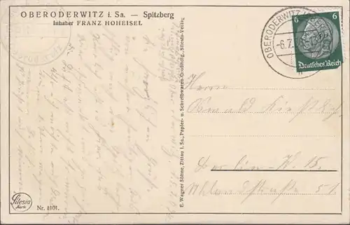 AK Oberoderwitz Spitzberg, gelaufen 1936