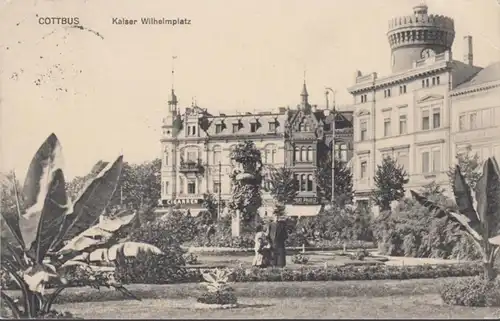 AK Cottbus Kaiser Wilhelmplatz, gelaufen 1911