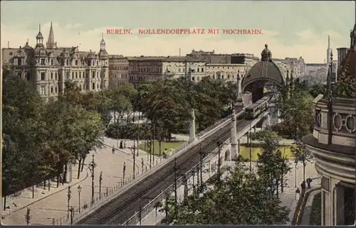 AK Berlin Nollendorfplatz avec train de haute altitude, couru 1907