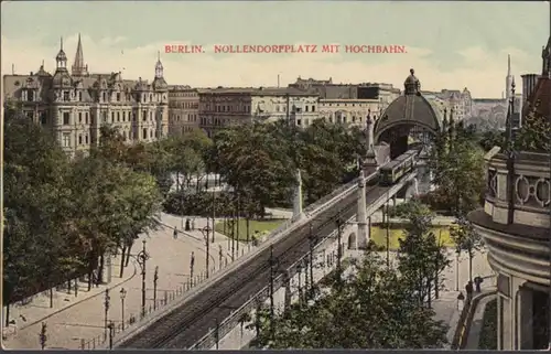 AK Berlin Nollendorfplatz mit Hochbahn, gelaufen 1907