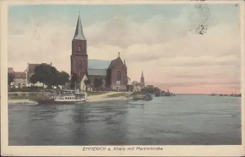 AK Emmerich a. Rhin avec l'église Martinik, couru 1920