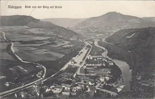 AK Nideggen Blick von der Burg auf Brück, gelaufen 1910
