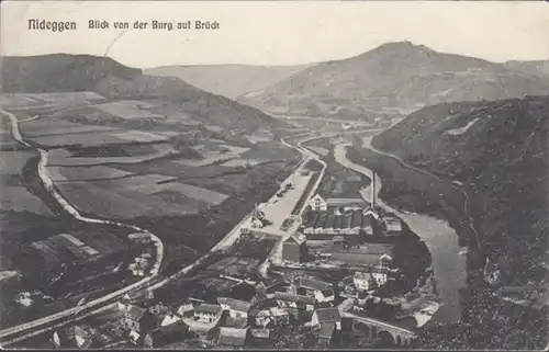 AK Nideggen vue du château sur Brück, couru en 1910