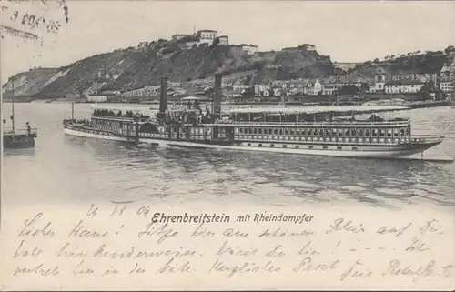 AK Honneur et le bateau de navigation du Rhin, couru en 1904