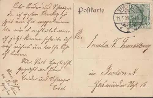AK Berlin Spandau Juliusturm, gelaufen 1908