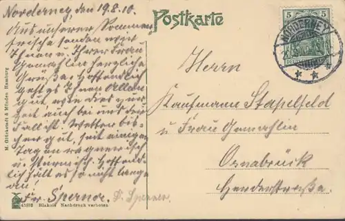 AK Norderney Strand Panorama, gelaufen 1910