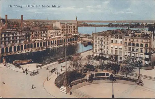 AK Hamburg Blick auf beide Alstern, gelaufen 1925