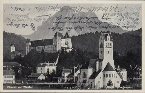 AK Füssen von Westen, gelaufen 1932