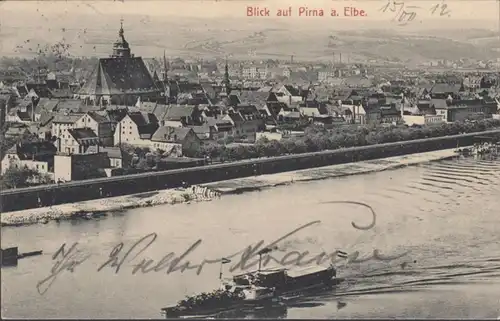 AK Blick auf Pirna, gelaufen 1912