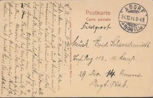 AK Adorf Stadtansicht Feldpost, gelaufen 1914