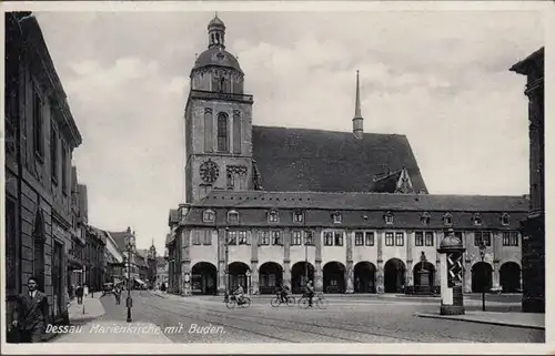 AK Dessau Marienkirche mit Buden, gelaufen 1932