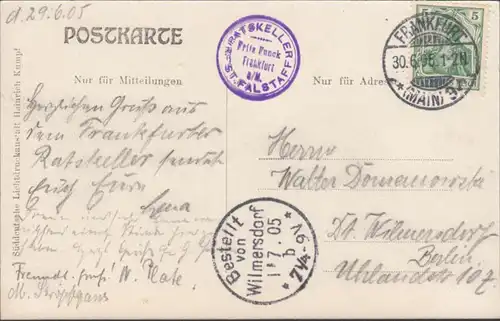 AK Frankfurt Ratskeller Wandgemälde, gelaufen 1905