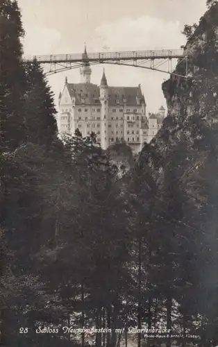 AK Neuschwanstein avec pont de Marie, couru en 1930