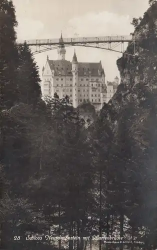 AK Neuschwanstein mit Marienbrücke, gelaufen 1930