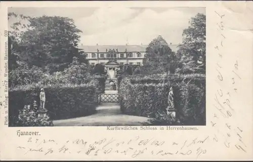 AK Hannover Kurfürstliches Schloss in Herrenhausen, gelaufen 1901