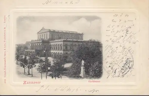 AK Hannover Hoftheater, gelaufen 1901