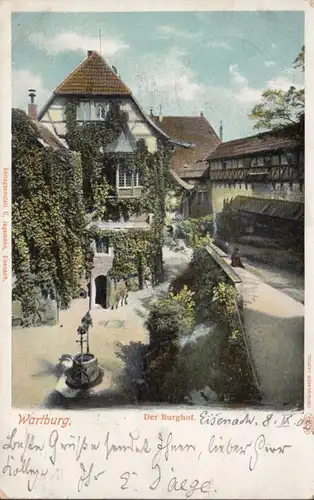 AK Wartburg Der Burghof, gelaufen 1902