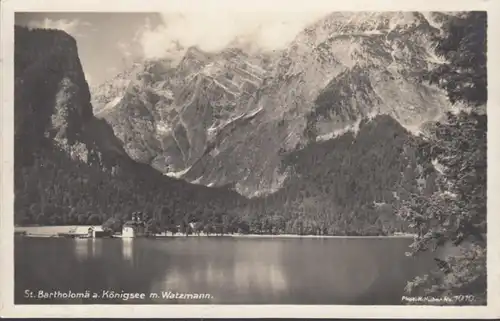 AK Bartholomée au lac royal avec Watzmann, couru en 1928
