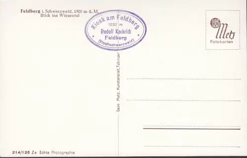 AK Feldberg Blick ins Wiesental, ungelaufen