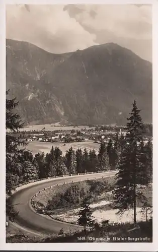 AK Oberau mit Ettaler Bergstraße, gelaufen 1942