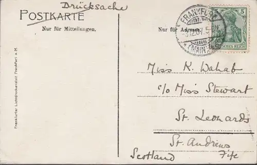 AK Frankfurt Kaiser Wilhelm Denkmal, gelaufen 1907