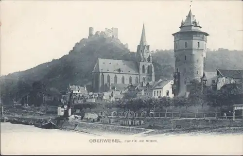 AK Oberwesel Partie am Rhein, incurvée